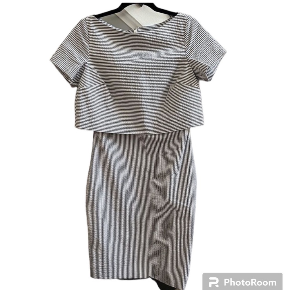 Banana Republic Gray Seersucker Dress sz 6 EUC
